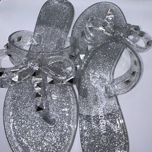 Wild Diva Silver Glitter Sandals